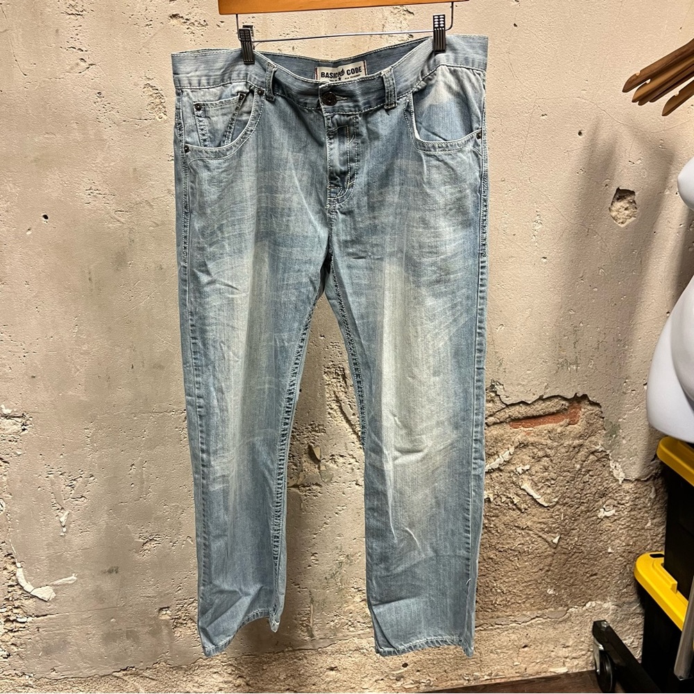 Basic Code Light Wash Embroidered Straight Leg Lo… - image 5